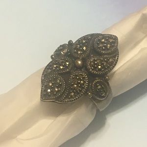 Sterling Silver Marcasite Pear Shaped Ring